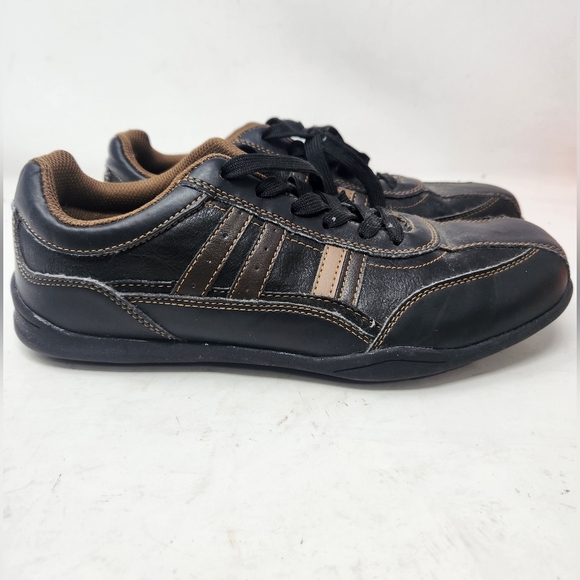 PERRY ELLIS Portfolio LEATHER Sneakers Shoes (4 Leather STRIPES) Men SIZE 9 WIDE - Picture 6 of 10